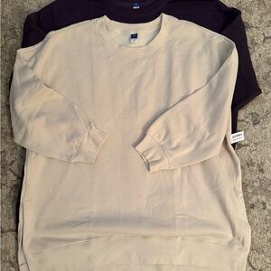 Cream and Eggplant Old Navy Crewneck Sweatshirts